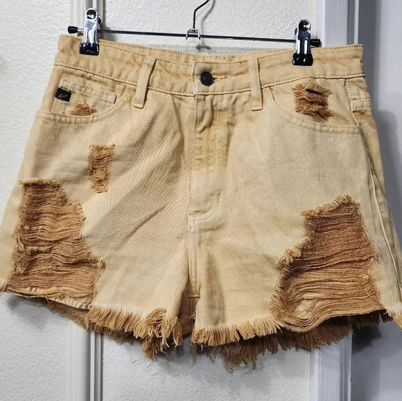Kancan Washed High-Rise Distressed Shorts Sz Small Festival Beach Summer Boho - Picture 5 of 10